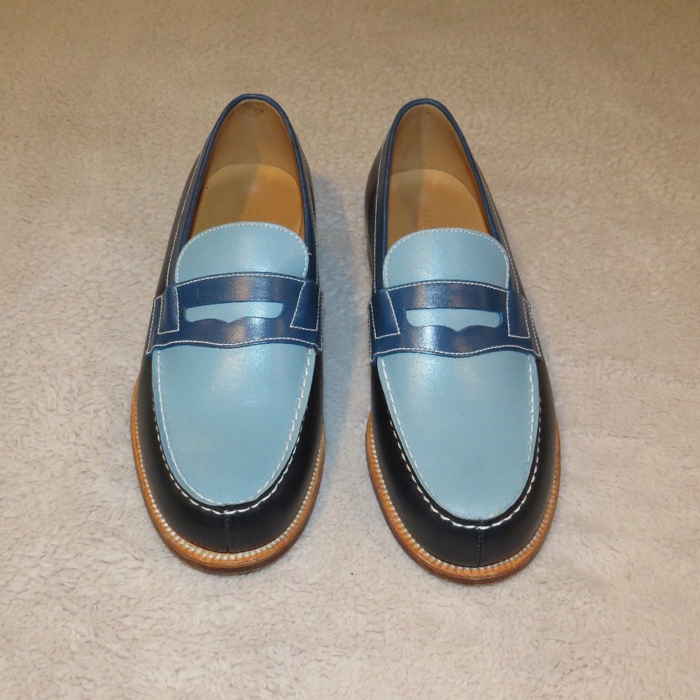 J.M. Weston 180 Women Blue Spectator Boxcalf Leather Loafers US 6D JMW 3.5